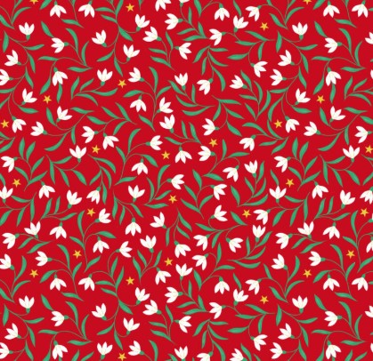 Snowdrops on Red w/ Metallic