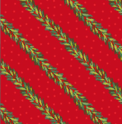Spruce Garland on Red w/ Gold Metallic