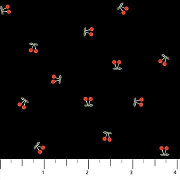 100CV Ditsy Cherries Cherry Orchard Black