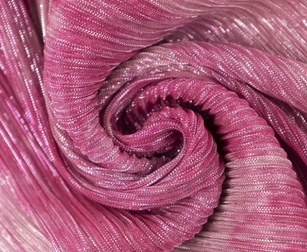 100PES Metallic Pleated Poly - Rose Shimmer