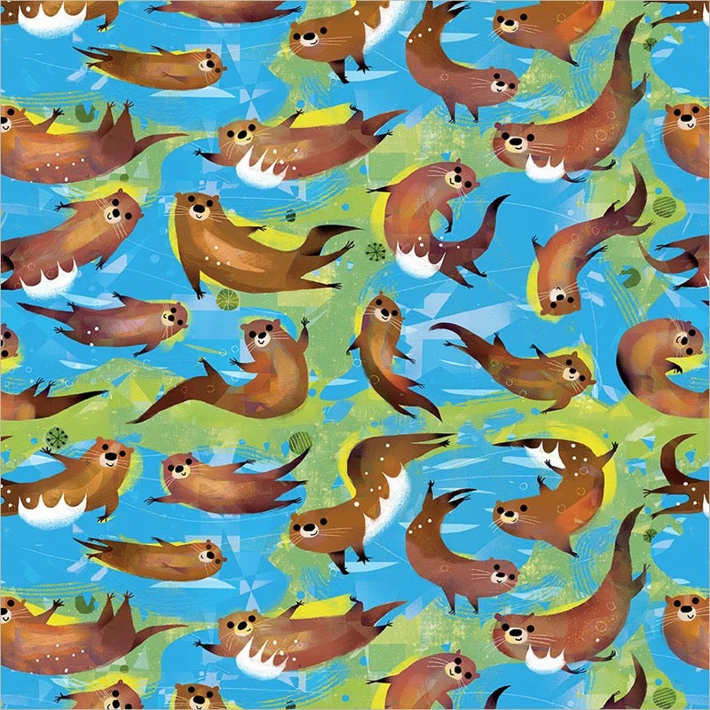 Animal Kingdom - Swimming Otters Cyan