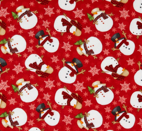 Henry Glass & Co: Flannel Snowman Red