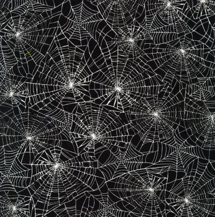 Kaufman Fabrics: Black spider webs